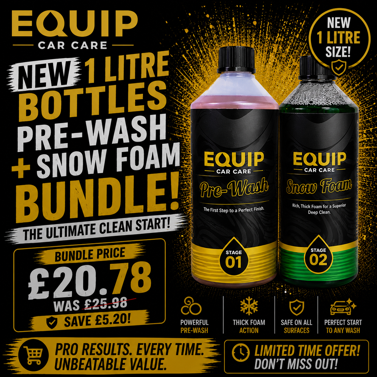 EQUIP PRE WASH + SNOW FOAM KIT 1000ML BOTTLES
